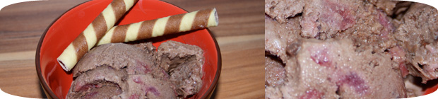 Schokoladen-Eis mit Kirschen schoko-eis