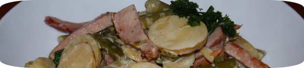 Kasslerpfanne mit Bohnen und Kartoffeln