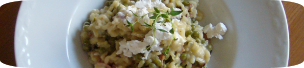 Risotto mit Ziegenkäse und Erbsen