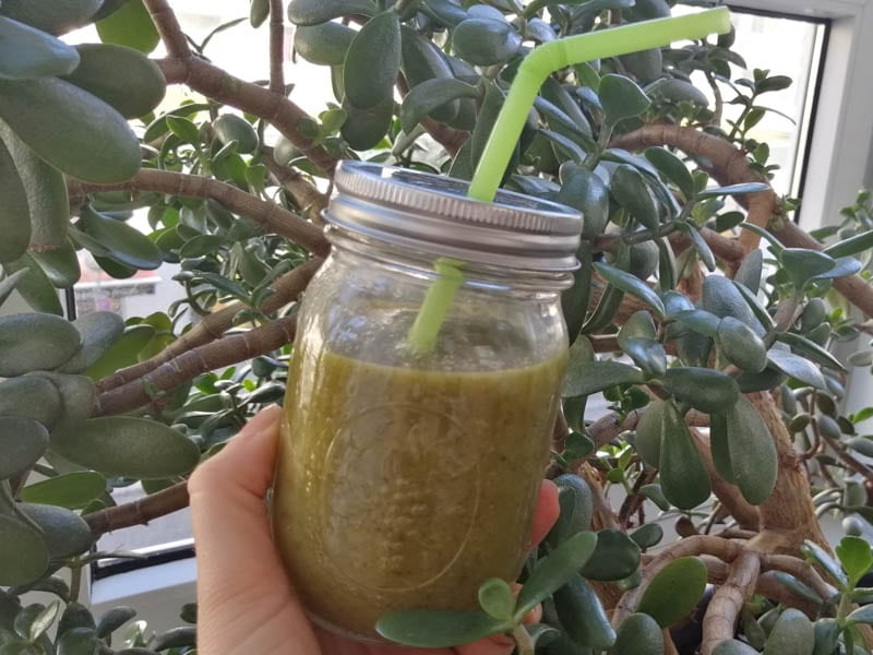 Grüner Smoothie mit Grünkohl und Apfel